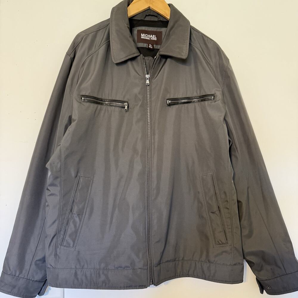 Michael Kors Men's Jacket Size XL Gray Full Zip Lightweight Casual Bomber Coat
